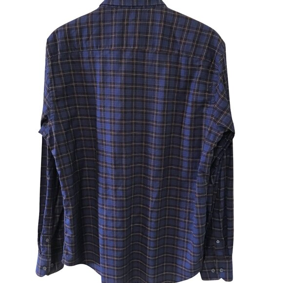 Bugatchi Button-Down Oxford Shirt: Vintage Collar Shirt Purple Plaid, Size Large - Picture 2 of 10